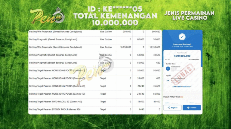 PEN4D $ Kemenangan Jackpot dan Bukti Pembayaran Withdraw Hari Ini 28 OKTOBER 2025