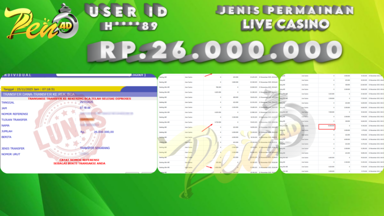 PEN4D $ Kemenangan Jackpot dan Bukti Pembayaran Withdraw Hari Ini 25 NOVEMBER 2025