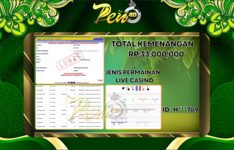 PEN4D $ Kemenangan Jackpot dan Bukti Pembayaran Withdraw Hari Ini 10 NOVEMBER 2025