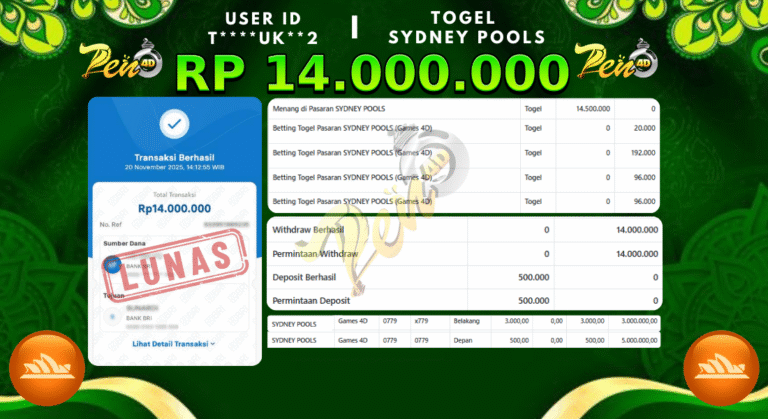 PEN4D $ Kemenangan Jackpot dan Bukti Pembayaran Withdraw Hari Ini 20 NOVEMBER 2025