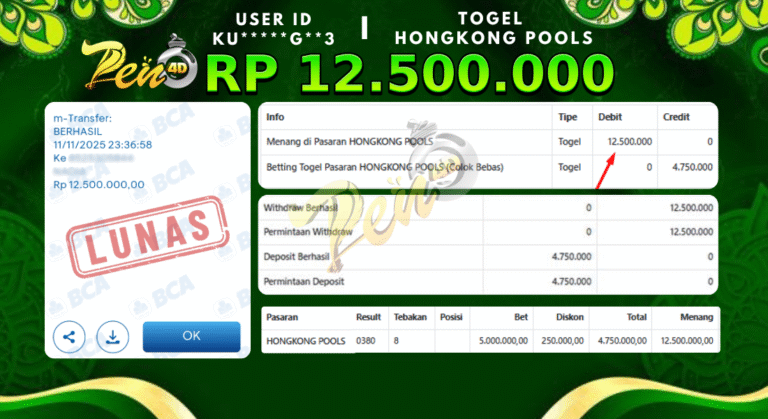 PEN4D $ Kemenangan Jackpot dan Bukti Pembayaran Withdraw Hari Ini 11 NOVEMBER 2025