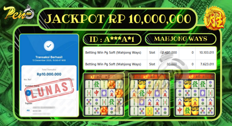 PEN4D $ Kemenangan Jackpot dan Bukti Pembayaran Withdraw Hari Ini 13 DESEMBER 2025