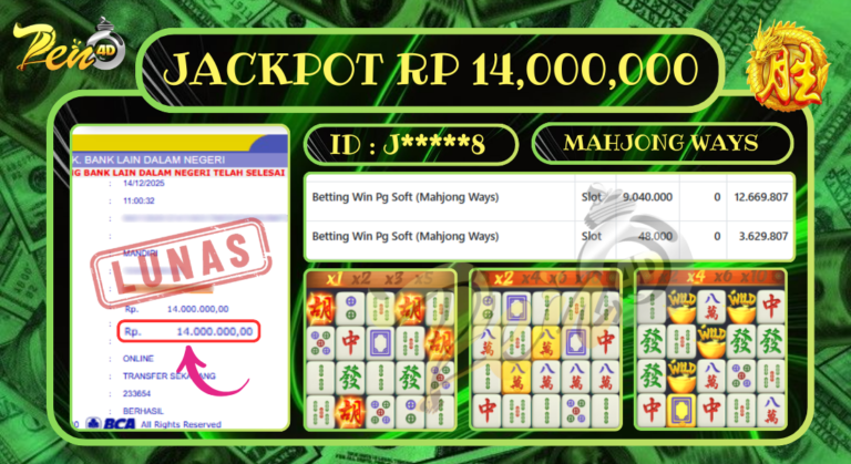 PEN4D $ Kemenangan Jackpot dan Bukti Pembayaran Withdraw Hari Ini 14 DESEMBER 2025