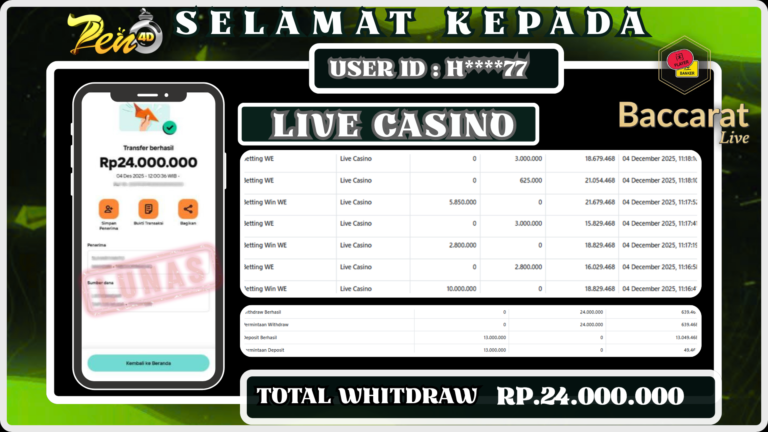 PEN4D $ Kemenangan Jackpot dan Bukti Pembayaran Withdraw Hari Ini 04 DESEMBER 2025
