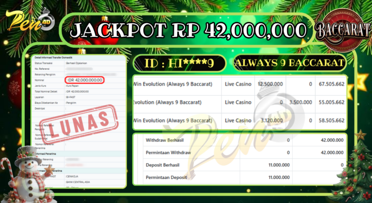 PEN4D $ Kemenangan Jackpot dan Bukti Pembayaran Withdraw Hari Ini 26 DESEMBER 2025