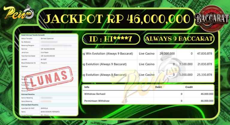 PEN4D $ Kemenangan Jackpot dan Bukti Pembayaran Withdraw Hari Ini 26 DESEMBER 2025