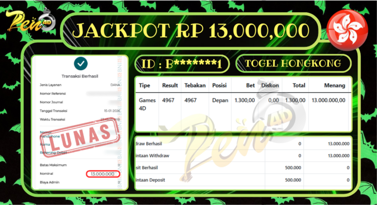 PEN4D $ Kemenangan Jackpot dan Bukti Pembayaran Withdraw Hari Ini 15-JANUARI -2026