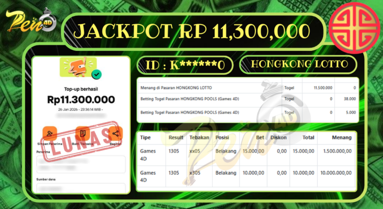 PEN4D $ Kemenangan Jackpot dan Bukti Pembayaran Withdraw Hari Ini 26-JANUARI -2026