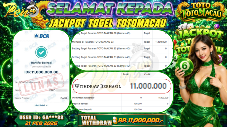 PEN4D $ Kemenangan Jackpot dan Bukti Pembayaran Withdraw Hari Ini 21–FEBRUARY–2026