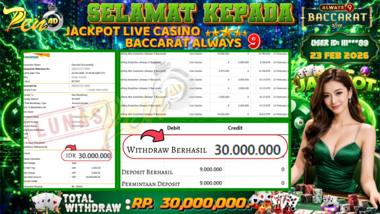 PEN4D $ Kemenangan Jackpot dan Bukti Pembayaran Withdraw Hari Ini 23–FEBRUARY–2026