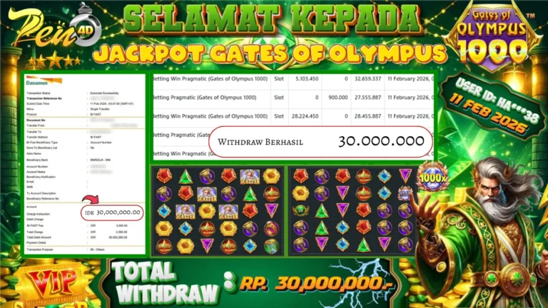 PEN4D $ Kemenangan Jackpot dan Bukti Pembayaran Withdraw Hari Ini 11– FEBRUARY – 2026