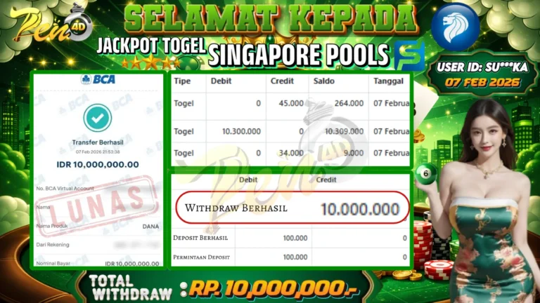 PEN4D $ Kemenangan Jackpot dan Bukti Pembayaran Withdraw Hari Ini 07– FEBRUARY – 2026