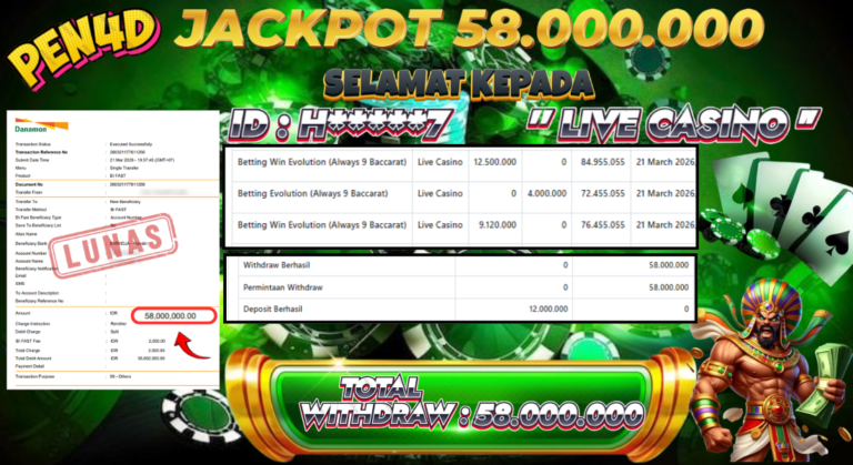 PEN4D – Kemenangan Jackpot Bukti Pembayaran Withdraw Hari Ini (21 Maret 2026) Oleh PEN4D