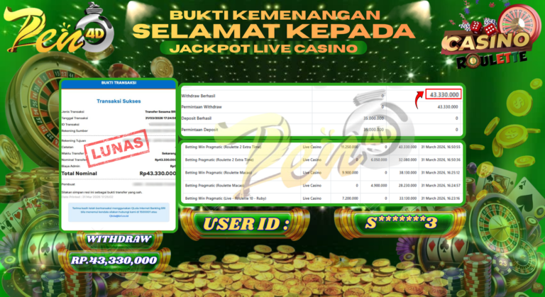 PEN4D – Kemenangan Jackpot Bukti Pembayaran Withdraw Hari Ini (31 Maret 2026) Oleh PEN4D