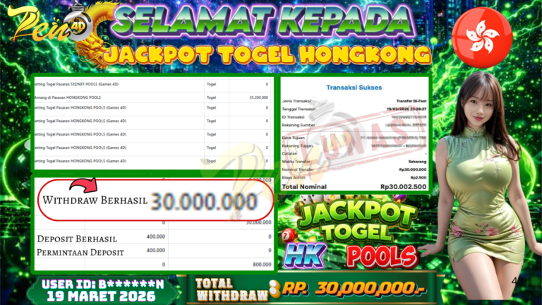 PEN4D – Kemenangan Jackpot Bukti Pembayaran Withdraw Hari Ini (19 Maret 2026) Oleh PEN4D