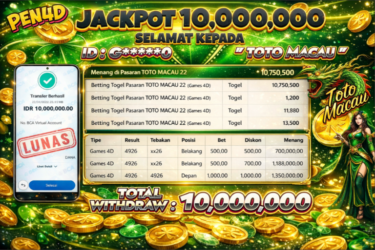 PEN4D – Kemenangan Jackpot Bukti Pembayaran Withdraw Hari Ini (20 Maret 2026) Oleh PEN4D
