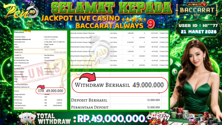 PEN4D – Kemenangan Jackpot Bukti Pembayaran Withdraw Hari Ini (21 Maret 2026) Oleh PEN4D