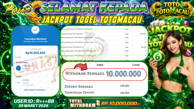 PEN4D – Kemenangan Jackpot Bukti Pembayaran Withdraw Hari Ini (29 Maret 2026) Oleh PEN4D