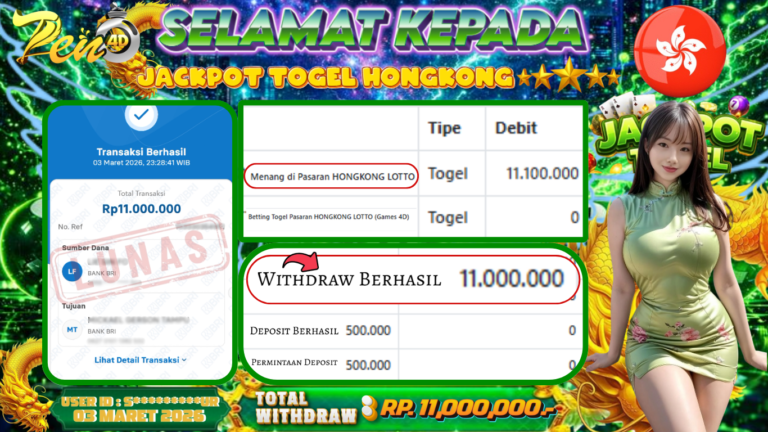 PEN4D $ Kemenangan Jackpot dan Bukti Pembayaran Withdraw Hari Ini 03–MARET–2026