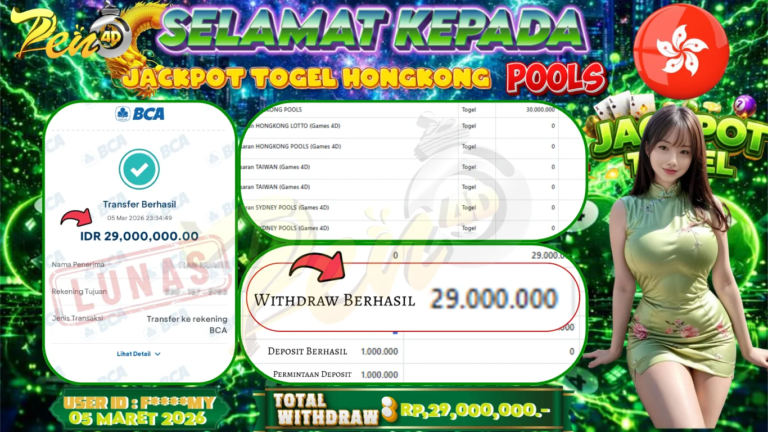 PEN4D $ Kemenangan Jackpot dan Bukti Pembayaran Withdraw Hari Ini 05–MARET–2026