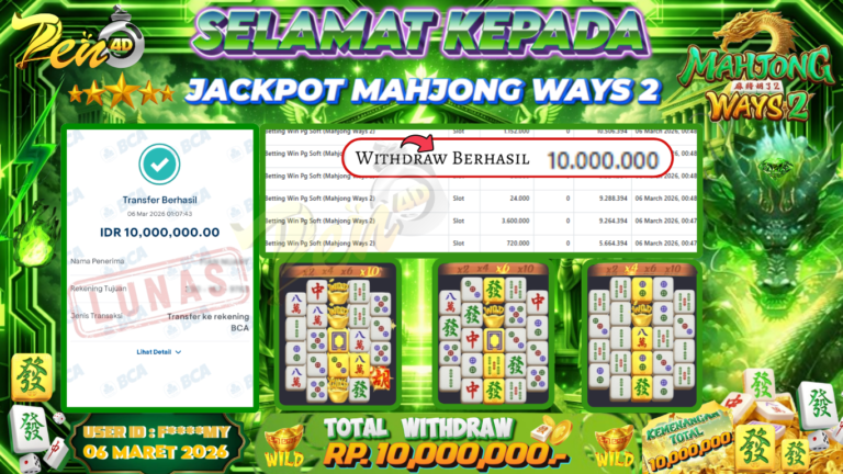 PEN4D $ Kemenangan Jackpot dan Bukti Pembayaran Withdraw Hari Ini 06–MARET–2026
