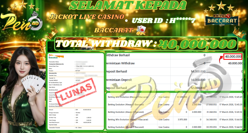 bukti withdraw PEN4D 17 Maret 2026