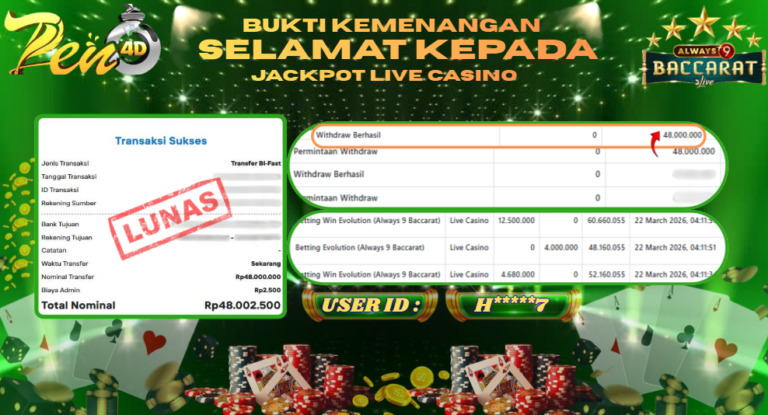 PEN4D – Kemenangan Jackpot Bukti Pembayaran Withdraw Hari Ini (22 Maret 2026) Oleh PEN4D