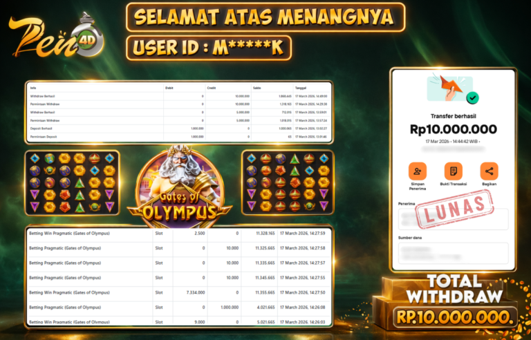 PEN4D – Kemenangan Jackpot Bukti Pembayaran Withdraw Hari Ini (17 Maret 2026) Oleh PEN4D