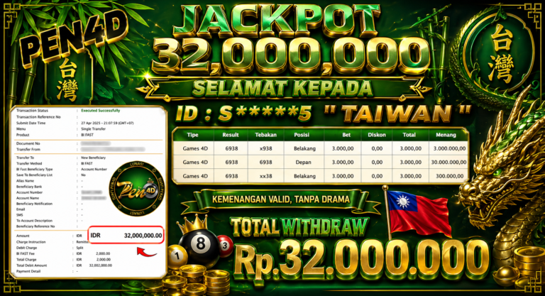 PEN4D – Kemenangan Jackpot Bukti Pembayaran Withdraw Hari Ini (27 April 2026) Oleh PEN4D