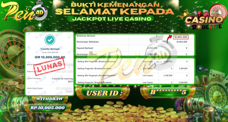 PEN4D – Kemenangan Jackpot Bukti Pembayaran Withdraw Hari Ini (04 April 2026) Oleh PEN4D