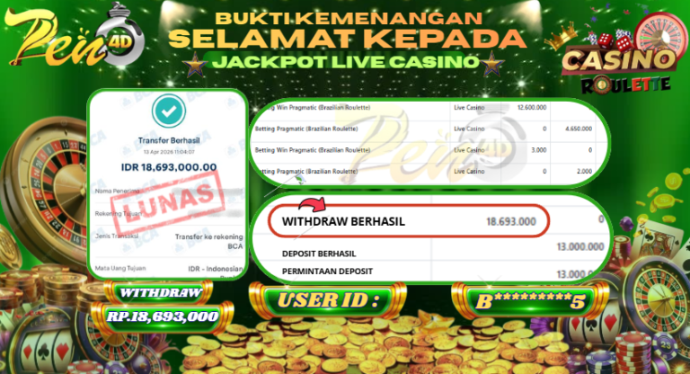 PEN4D – Kemenangan Jackpot Bukti Pembayaran Withdraw Hari Ini (13 April 2026) Oleh PEN4D
