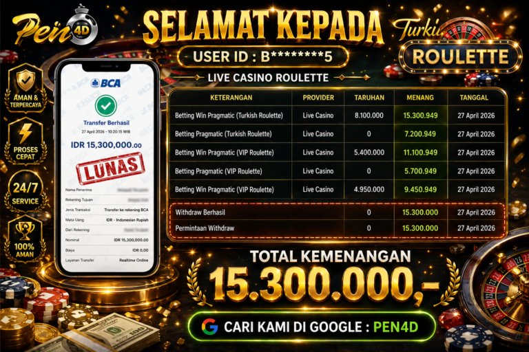PEN4D – Kemenangan Jackpot Bukti Pembayaran Withdraw Hari Ini (27 April 2026) Oleh PEN4D