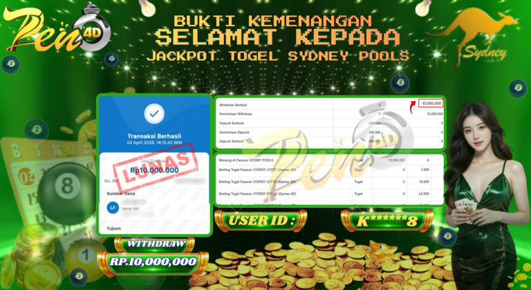 PEN4D – Kemenangan Jackpot Bukti Pembayaran Withdraw Hari Ini (03 April 2026) Oleh PEN4D
