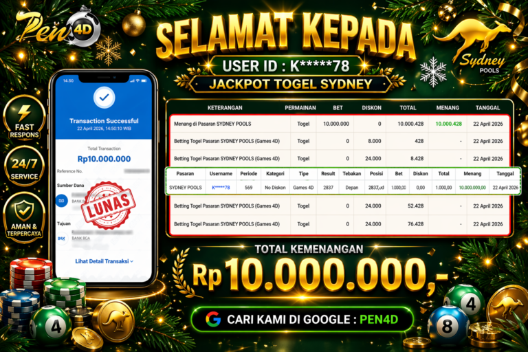 PEN4D – Kemenangan Jackpot Bukti Pembayaran Withdraw Hari Ini (22 April 2026) Oleh PEN4D