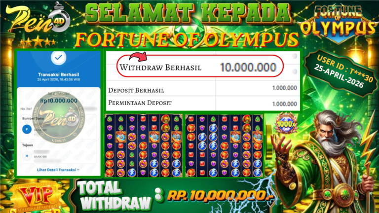 PEN4D – Kemenangan Jackpot Bukti Pembayaran Withdraw Hari Ini (25 April 2026) Oleh PEN4D