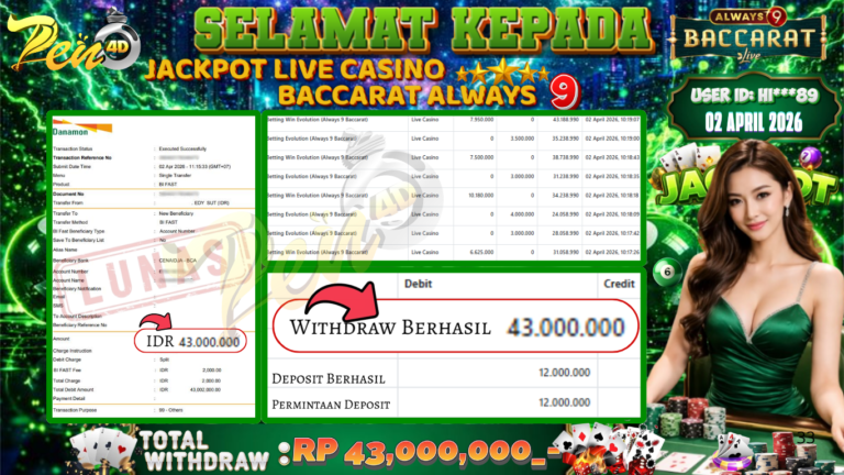 PEN4D – Kemenangan Jackpot Bukti Pembayaran Withdraw Hari Ini (02 APRIL 2026) Oleh PEN4D