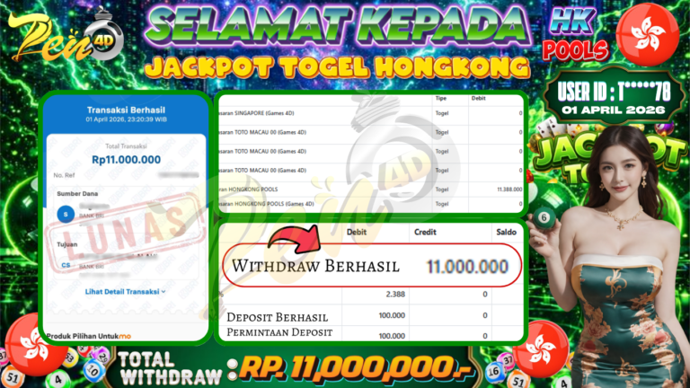 PEN4D – Kemenangan Jackpot Bukti Pembayaran Withdraw Hari Ini (01 April 2026) Oleh PEN4D