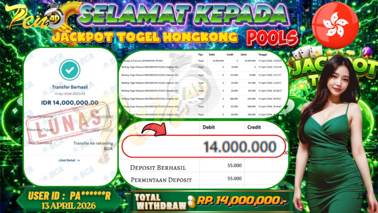 PEN4D – Kemenangan Jackpot Bukti Pembayaran Withdraw Hari Ini (13 April 2026) Oleh PEN4D