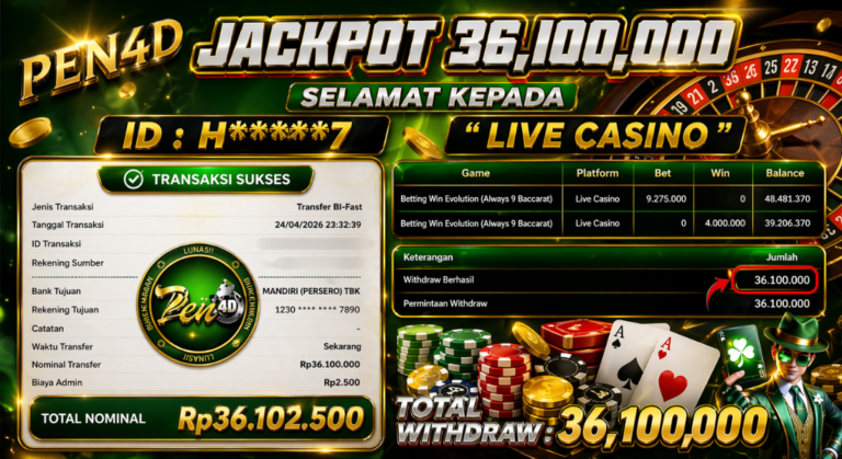 PEN4D – Kemenangan Jackpot Bukti Pembayaran Withdraw Hari Ini (24 April 2026) Oleh PEN4D
