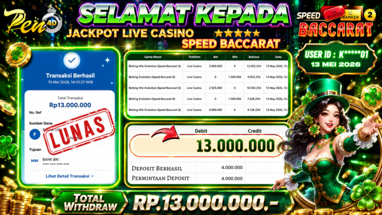 PEN4D – Kemenangan Jackpot Bukti Pembayaran Withdraw Hari Ini ( 13 MEI 2026) Oleh PEN4D