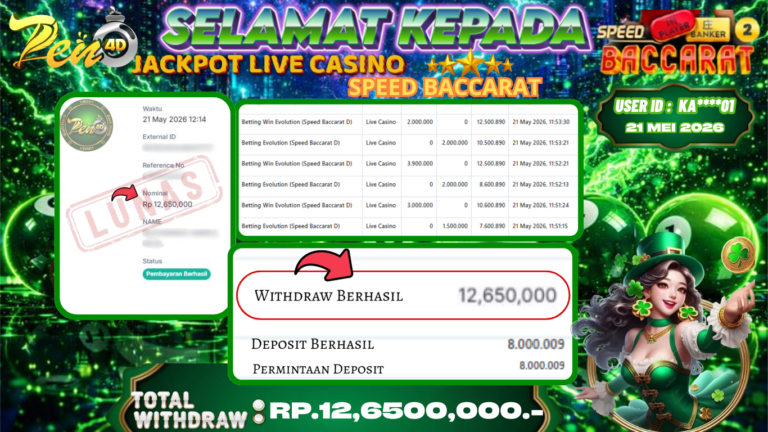 PEN4D – Kemenangan Jackpot Bukti Pembayaran Withdraw Hari Ini ( 21 MEI 2026) Oleh PEN4D