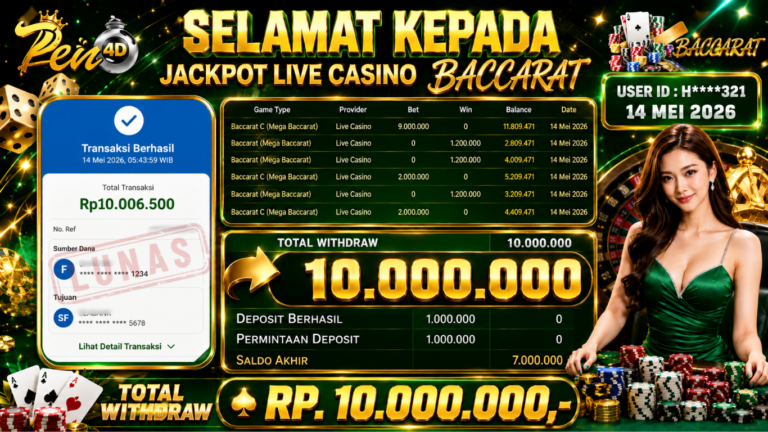 PEN4D – Kemenangan Jackpot Bukti Pembayaran Withdraw Hari Ini ( 14 MEI 2026) Oleh PEN4D