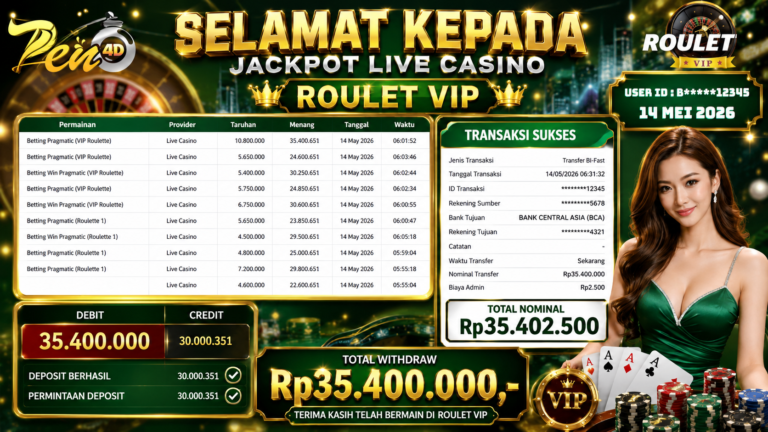PEN4D – Kemenangan Jackpot Bukti Pembayaran Withdraw Hari Ini (14 Mei 2026) Oleh PEN4D