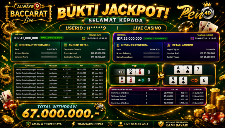 PEN4D – Kemenangan Jackpot Bukti Pembayaran Withdraw Hari Ini ( 25 JUNI 2026) Oleh PEN4D