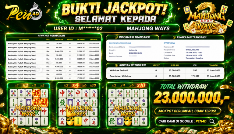 PEN4D – Kemenangan Jackpot Bukti Pembayaran Withdraw Hari Ini (13 JUNI 2026) Oleh PEN4D