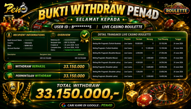 PEN4D – Kemenangan Jackpot Bukti Pembayaran Withdraw Hari Ini (24 JUNI 2026) Oleh PEN4D