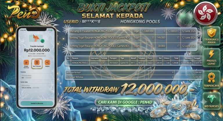 PEN4D – Kemenangan Jackpot Bukti Pembayaran Withdraw Hari Ini (12 JUNI 2026) Oleh PEN4D