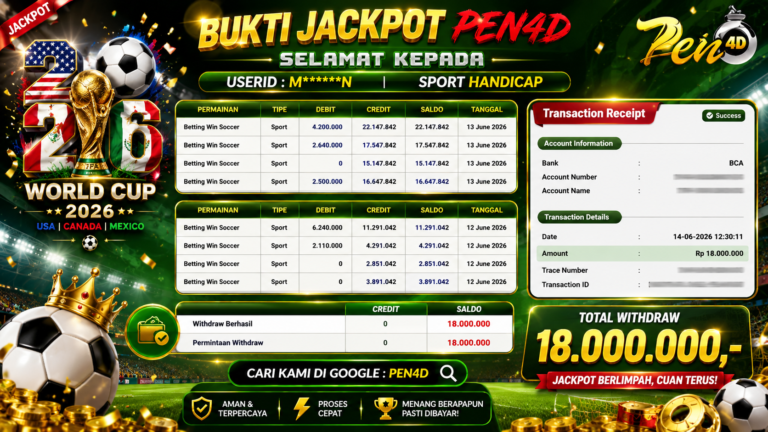 PEN4D – Kemenangan Jackpot Bukti Pembayaran Withdraw Hari Ini (15 JUNI 2026) Oleh PEN4D