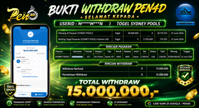 PEN4D – Kemenangan Jackpot Bukti Pembayaran Withdraw Hari Ini (23 JUNI 2026) Oleh PEN4D