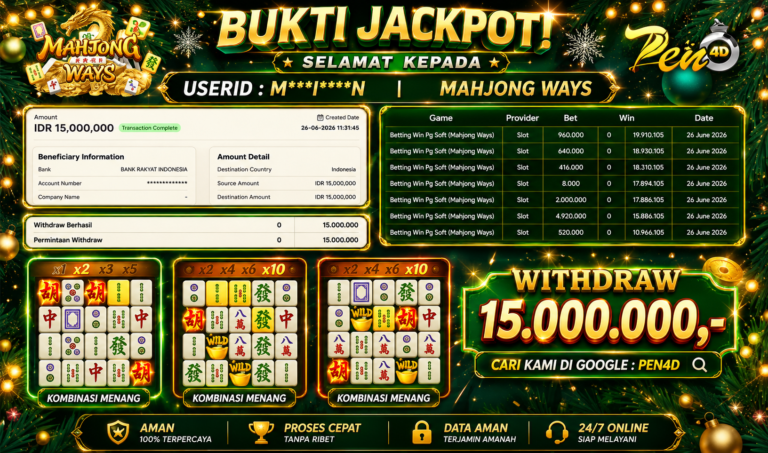 PEN4D – Kemenangan Jackpot Bukti Pembayaran Withdraw Hari Ini (26 JUNI 2026) Oleh PEN4D